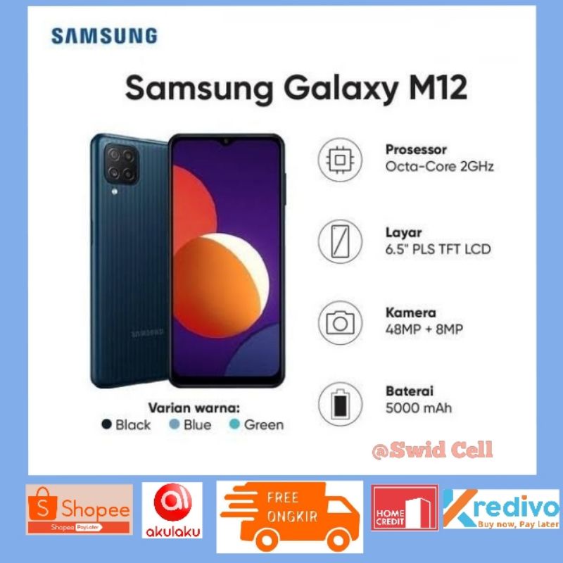 Hp Samsung M12 Ram 4/64 (4GB / ROM 64GB) BARU ORI GARANSI RESMI SEIN