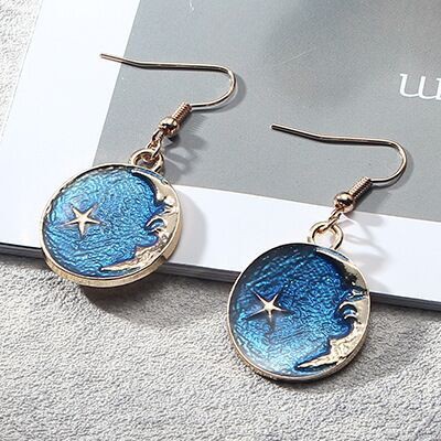 Anting Gadis Jepang dan Korea berbintang biru planet anting-anting panjang kecil segar