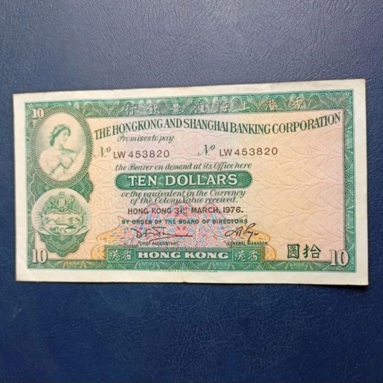 Uang Koleksi 10 Dollar Hongkong 1976 Langka