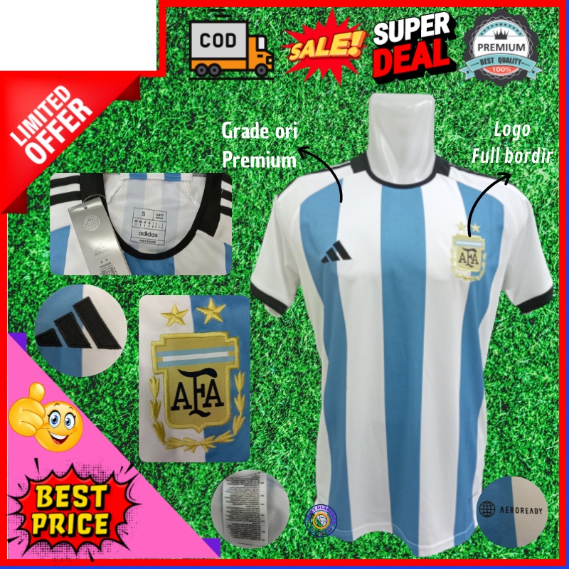(jerseyolahraga) Jersey Argen-tina Home 2022 qatar / jersey Bola Argen-tina grade ori Import / Kaos 