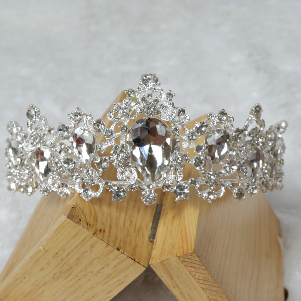 mahkota tiara dueches rhine stone silver