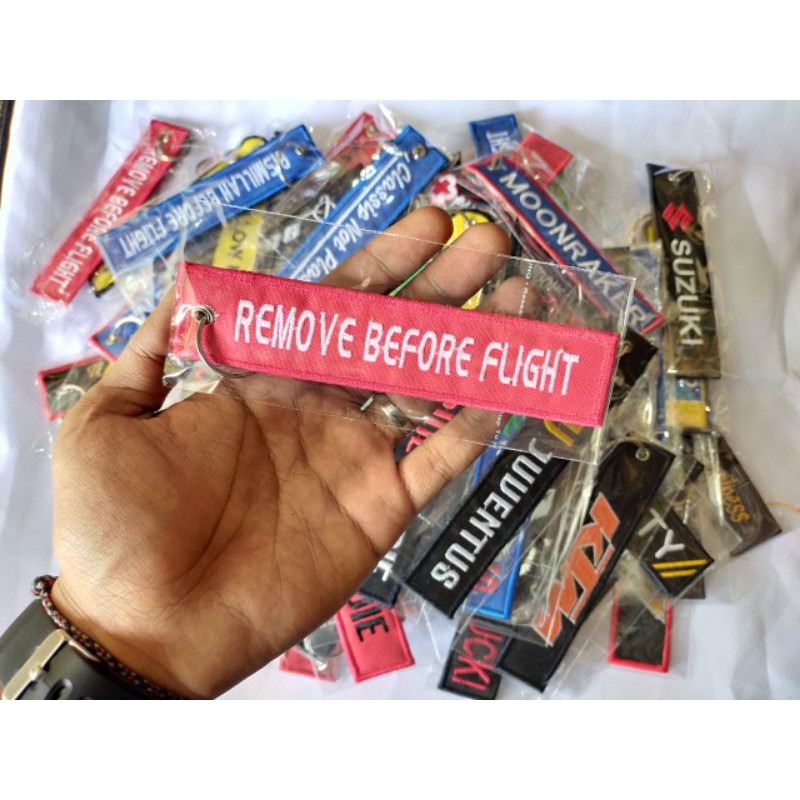 Gantungan Kunci Motor Mobil Rumah Tas Bordir REMOVE BEFORE FLIGHT