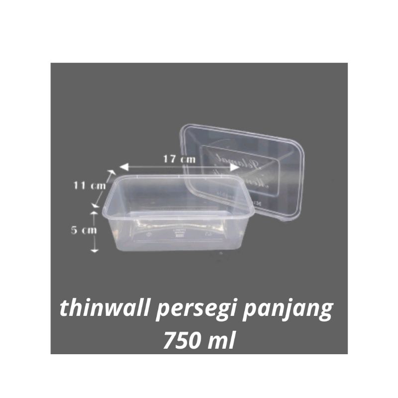 thinwall 750 ml / thinwall + tutup / box serbaguna