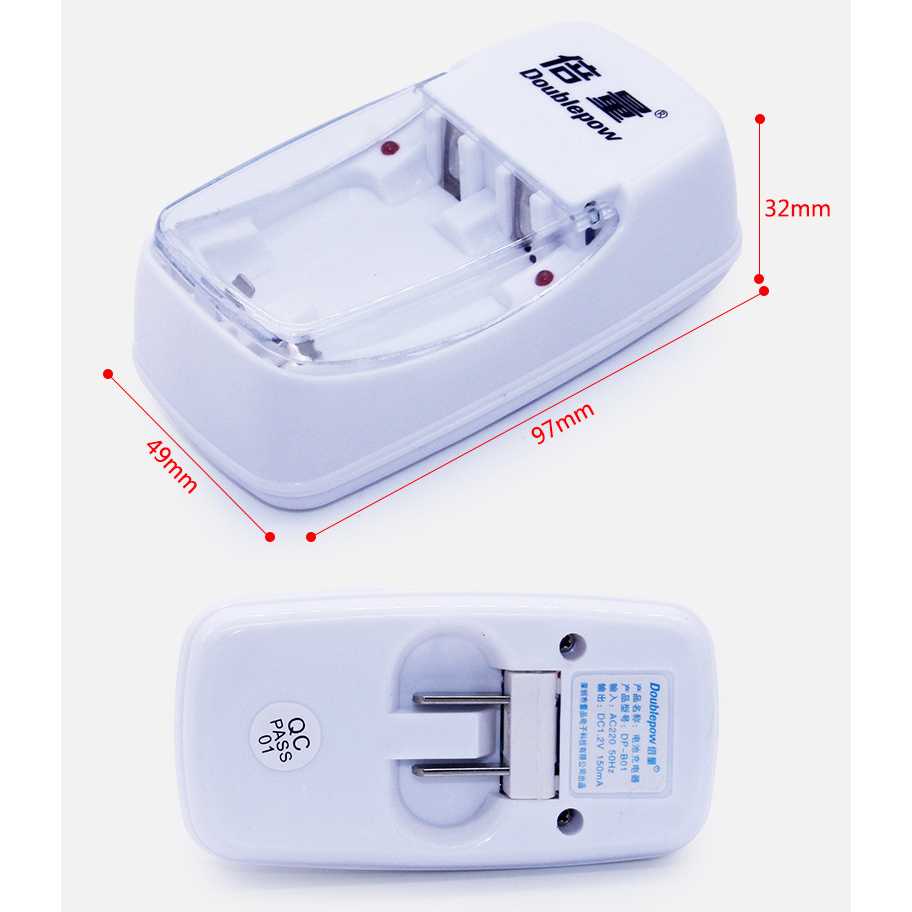 DOUBLEPOW Charger Baterai 2 slot AA/AAA with 2PCS AAA 900mAh - DP-B01-Putih