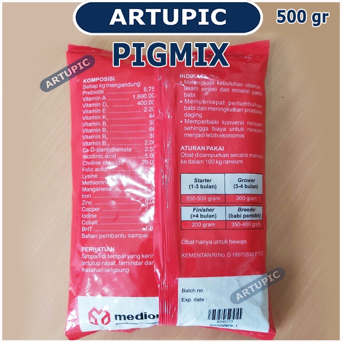 Pigmix 500 Gram Mineral Vitamin Asam Amino Babi Mempercepat Pertumbuhan Memperbaiki Ransum Produksi