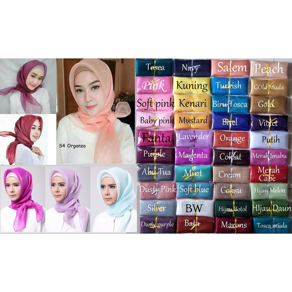 PREMIUM Jilbab Segiempat Organdi Organza Kerudung Hijab Scarf