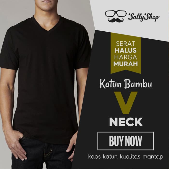Kaos Polos Katun Bambu (Cotton Bamboo) V-Neck