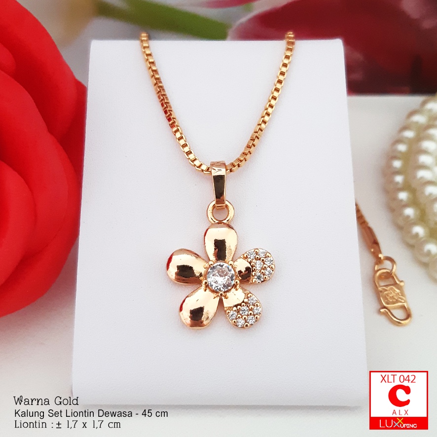 XLT 042 Kalung Set Liontin Dewasa Mata Zirkon Diamon  Perhiasan Xuping Anti Karat dan Awet Kalung Yaxiya Luxx Xuping