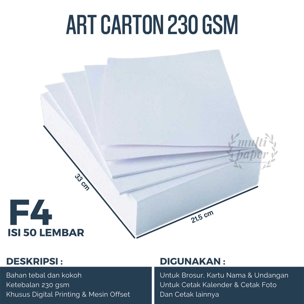 

Art Karton F4 230 gsm isi 50 lembar / Art Carton F4 230 gsm