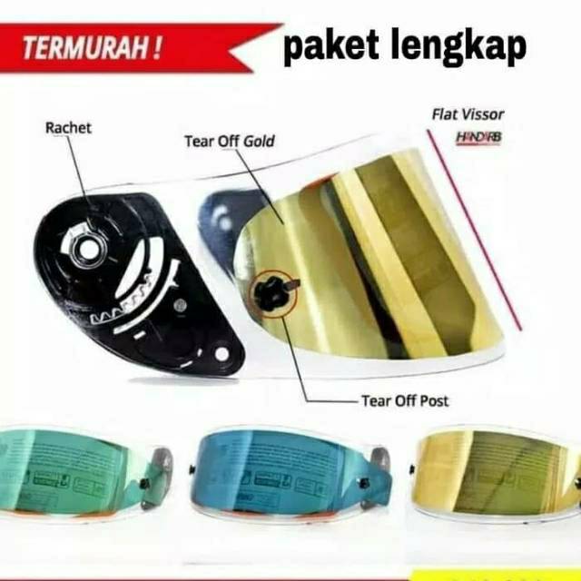 Bisa(COD⭐⭐⭐⭐⭐) Paket lengkap visor flat +rachet +tear off posh pnp kyt Rc-7/r10 k2r