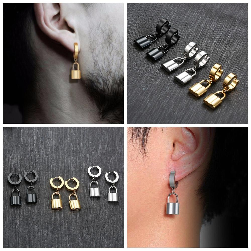 Lily Huggies Anting Wanita Pria Tindik Batu Hip Hop Menjuntai Earrings