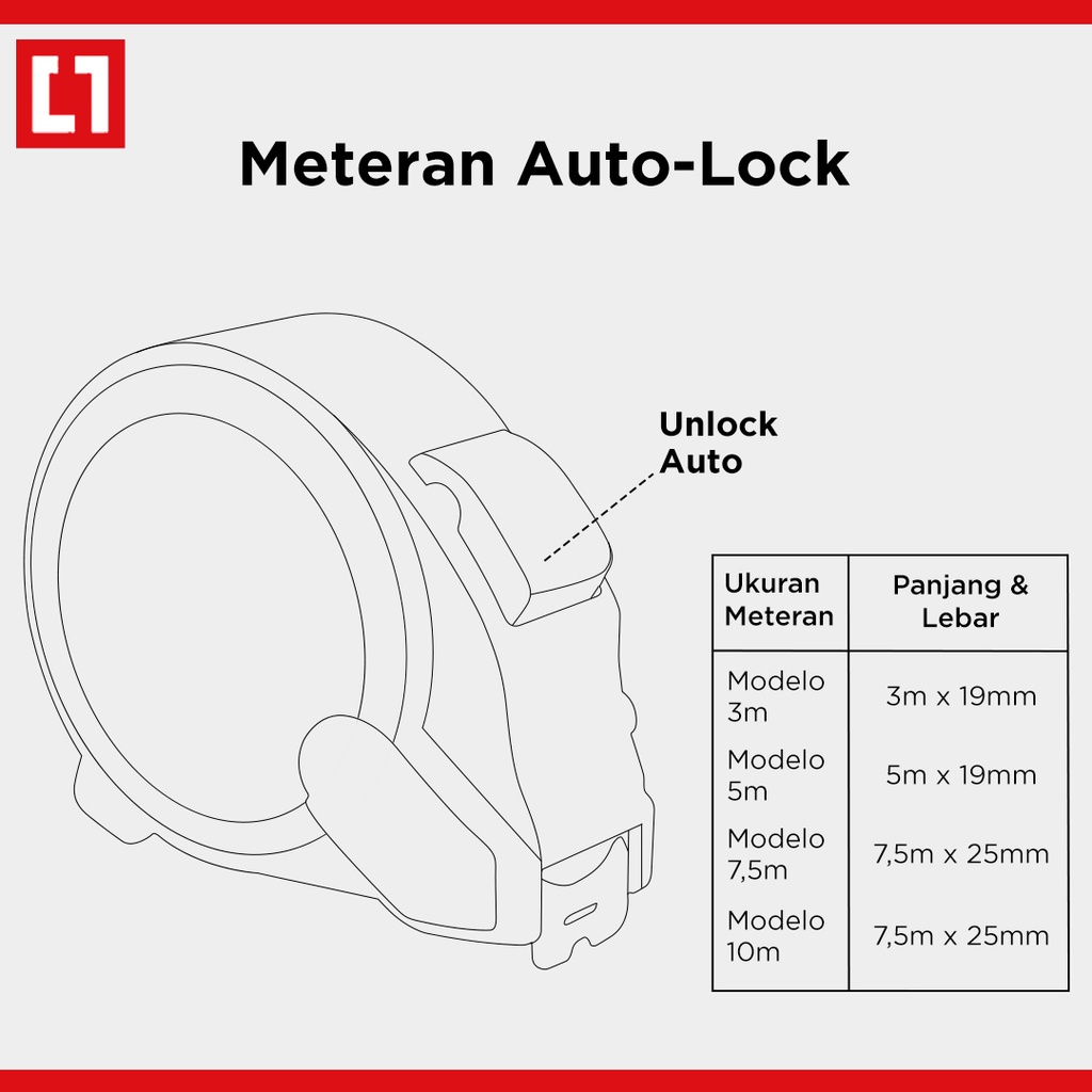Meteran Premium Quality Berkualitas Tebal Auto Lock  3M / 5M / 7,5 M/ 10 Meter