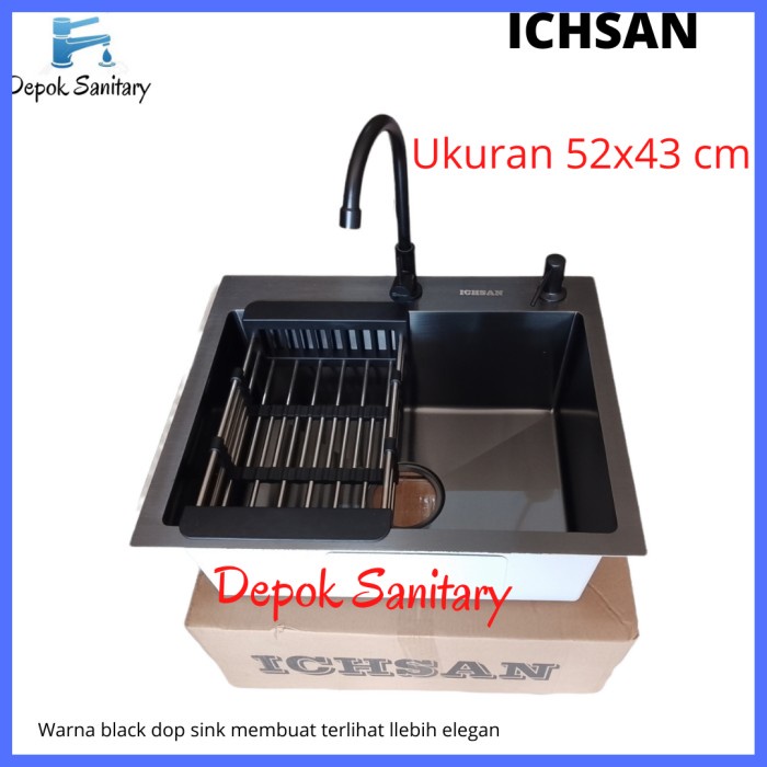 Kitchen Sink Stainless Hitam Black 5243 / Paket Kitchen Sink -Ichsan