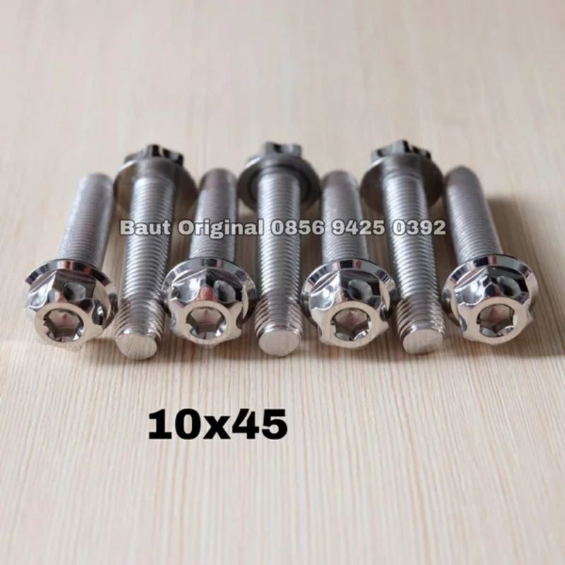 baut probolt 10x45 stainless new model drat 14 panjang 4.5cm silver gs1 gear 2 kunci belimbing heng