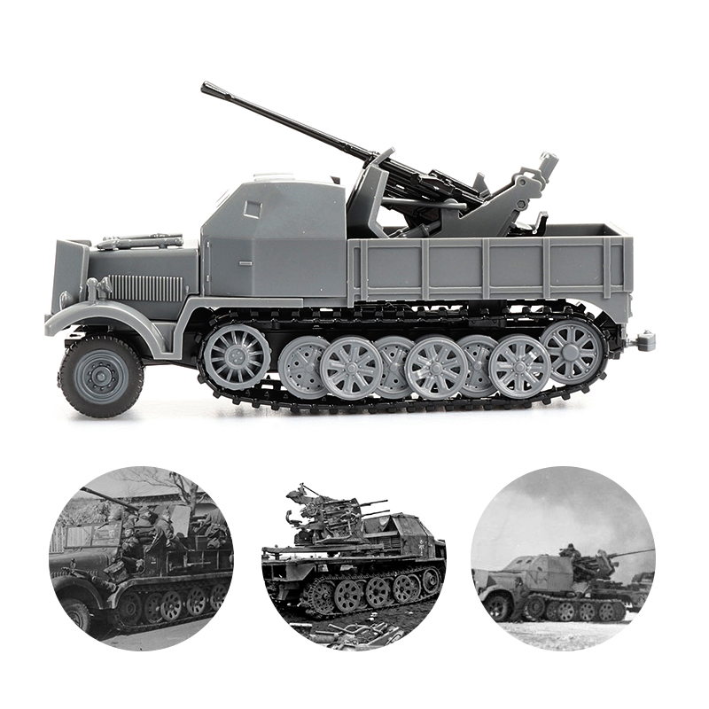 Mainan Rakit Model 4d 1 / 72 Wwii German Sd.Kfz.7 / 2 Half Track Air Defense Armored