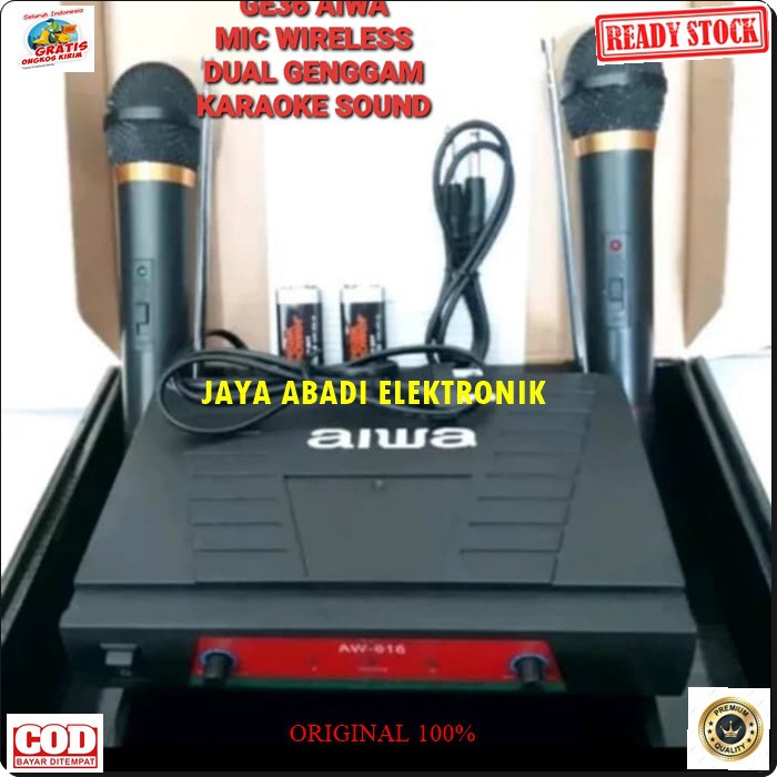 G36 Aiwa naiwa mic wireless system wireles sistem karaoke vokal vocal microphone mic mikrophone profesional pro sound audio panggung dj studio G36  1receiver +2 mic BISA DIGUNAKAN SEGALA JENIS AUDIO SOUN  Sepasang 2 unit mic handle pegang jarak 20 - 30 me