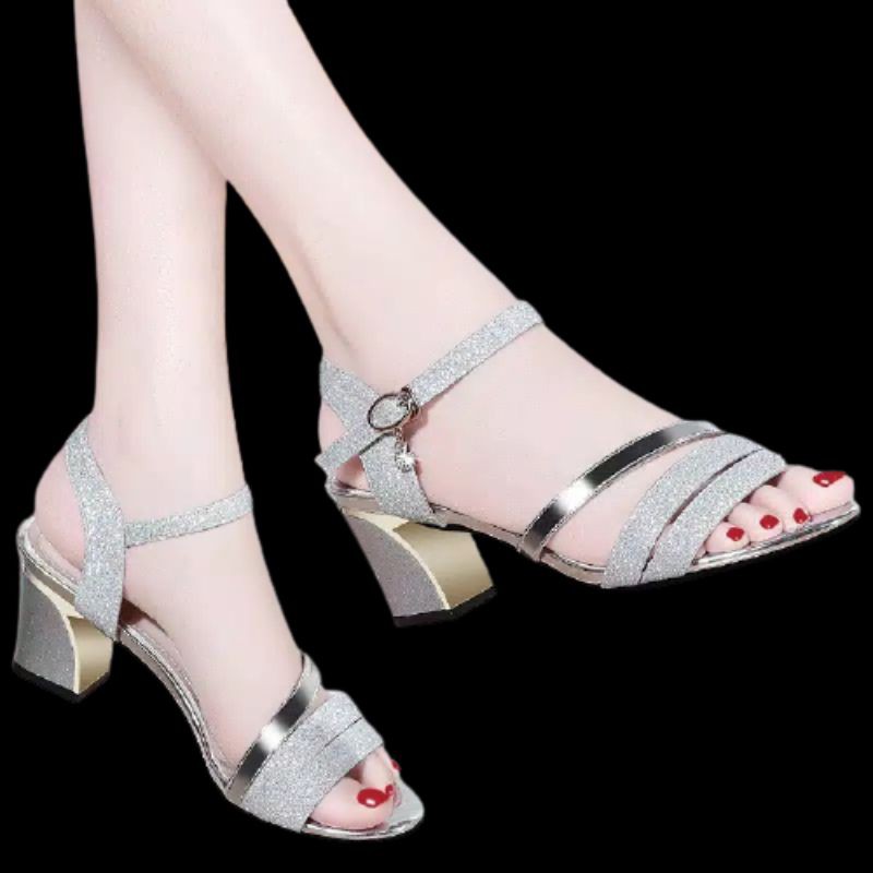 Heel Resmi Hak Kotak 5cm Pd349 Gold Silver