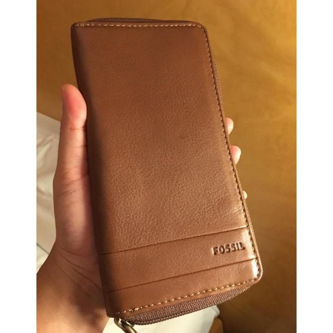 Segera Miliki Dompet Fossil Men Zip Long Wallet Brown Bergaransi