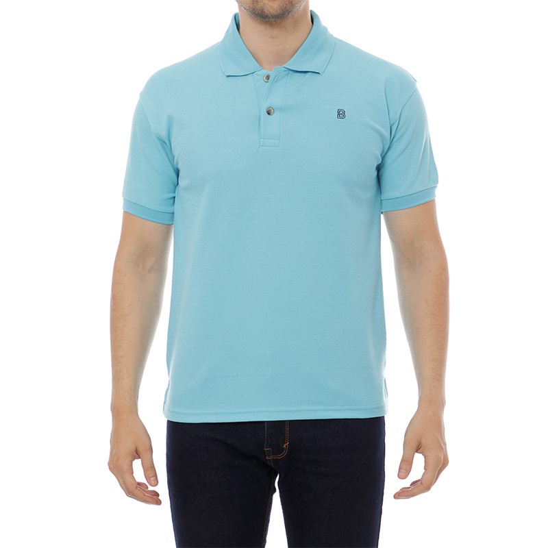 BlueButton Classic Men Embroidery PoloShirt Ocean Blue