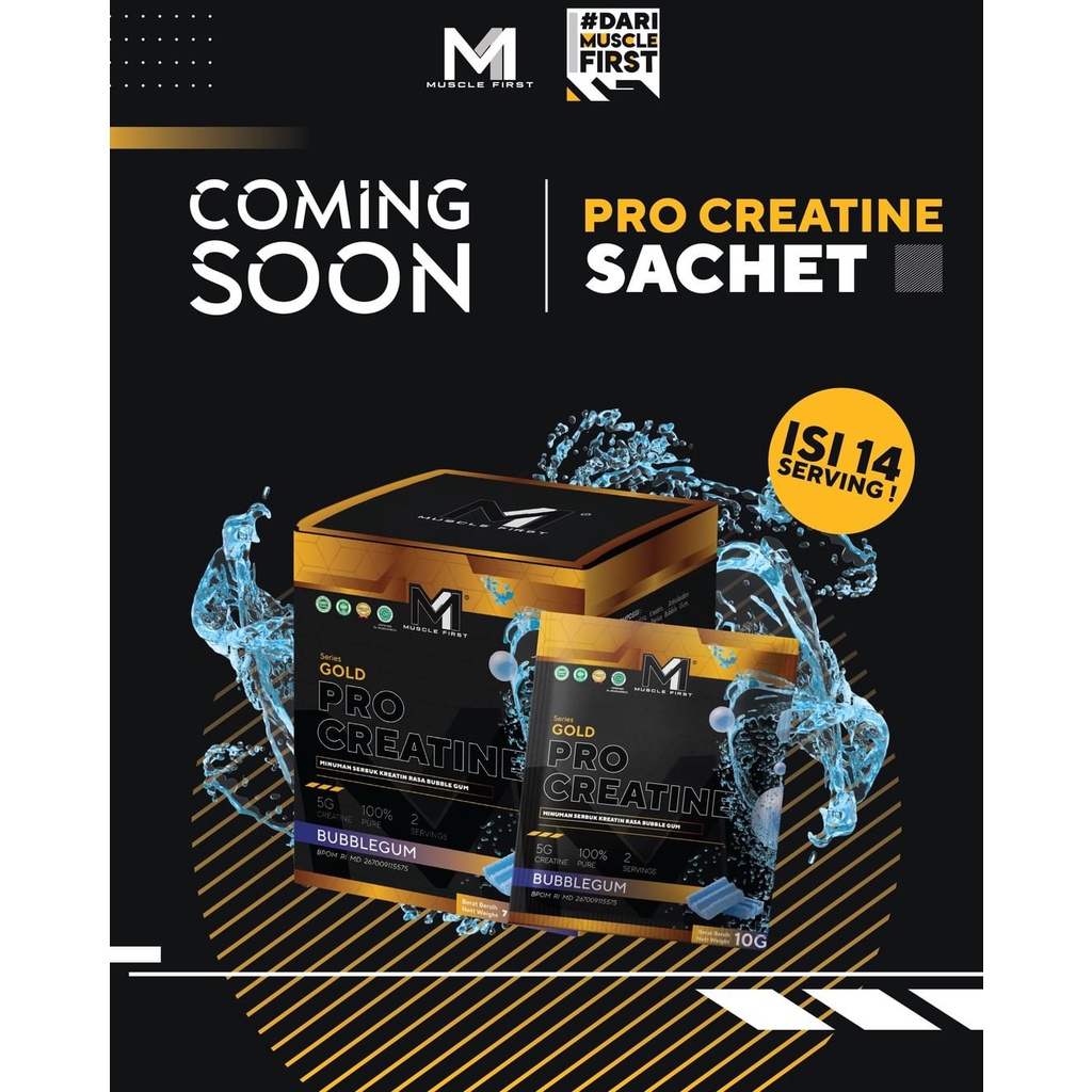 Muscle First M1 Pro Creatine Monohydrate Box Isi 7 Sachet 14 Servings Rasa Bubble Gum