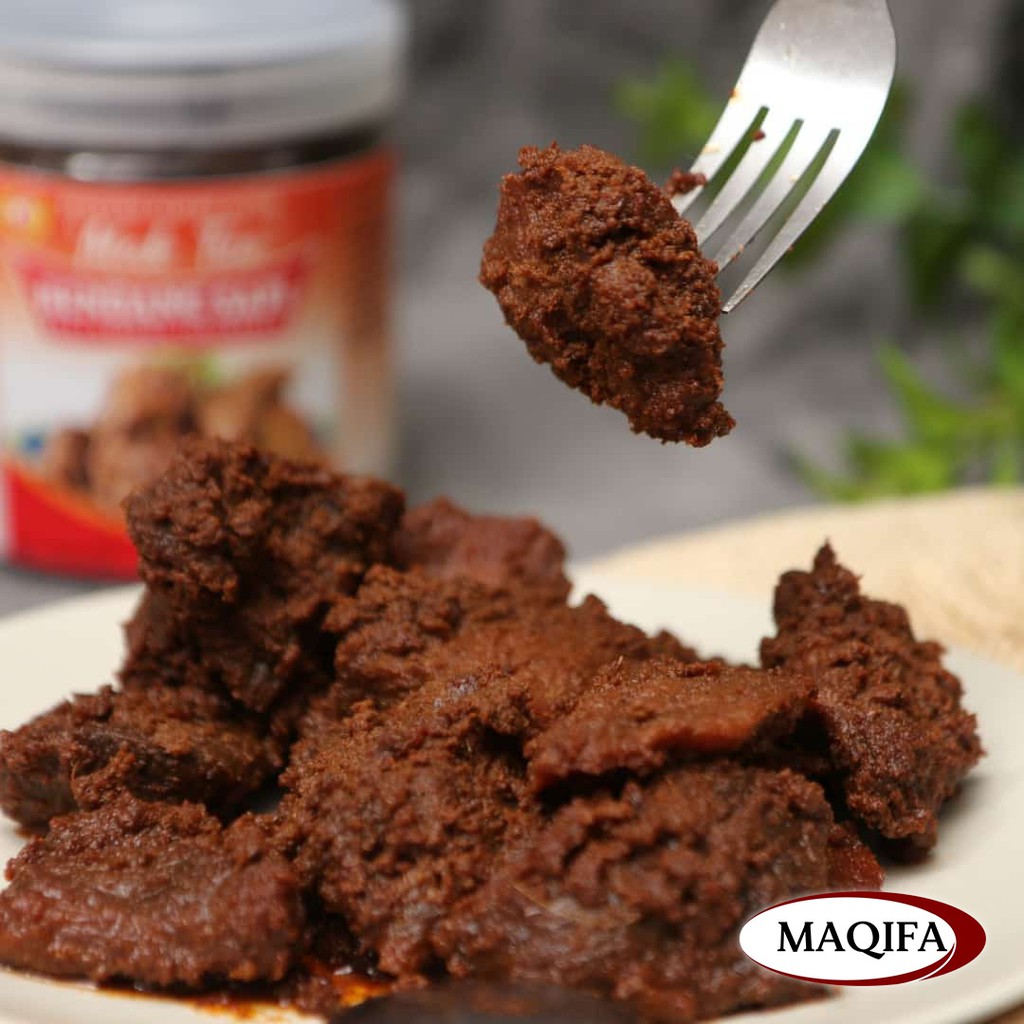 

Rendang Padang Mak Tuo Dari Daging Sapi Asli Makanan Siap Saji Premium Quality! Kering Hitam 550gr