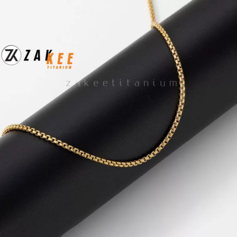 Kalung Pria Wanita Titanium Rantai Silver Cowok Cewek Anti Karat Emas Rante Box Chain Stainless Steel