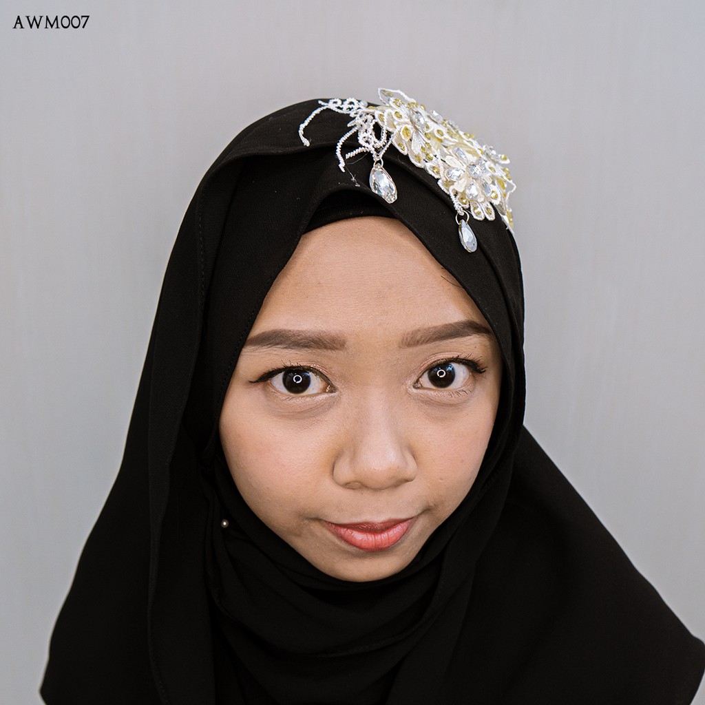 [PRODUK FAVORIT] HAIRPIECE FASHION HIJAB WANITA MODERN GOLD BUNGA AWM007