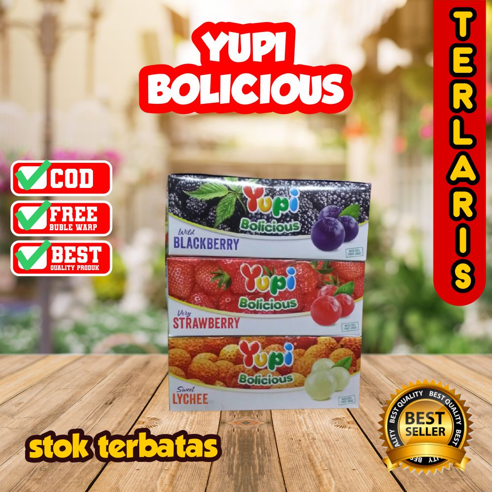 PERMEN YUPI BOLICIOUS 1 BOX ISI 24 PCS VIRAL MADARIN (Permen Jelly, Gummy, Candy, permen viral, permen jadul, permen milo, Chocolatos, Tricks, Superstar, momogi, siip)