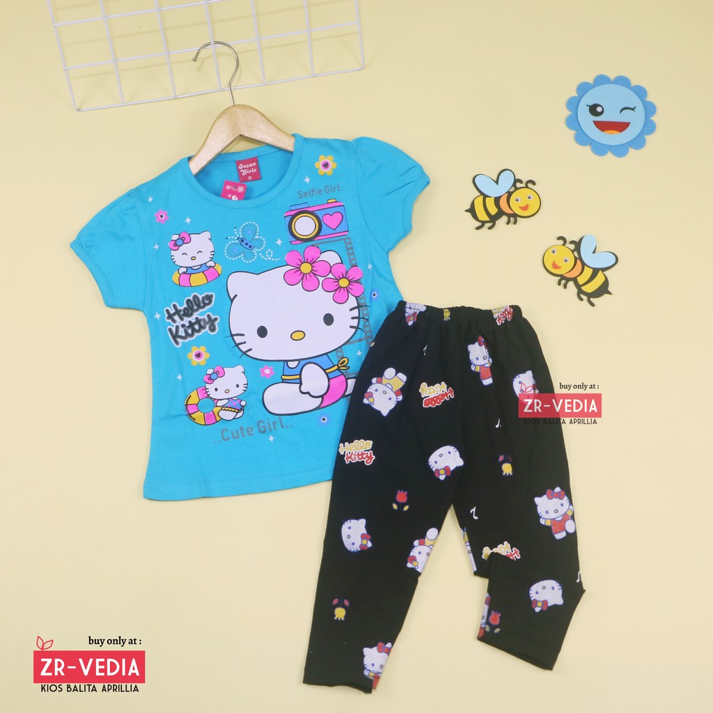 Setelan Hello Katty uk 4-5 Tahun / Baju Anak Perempuan Karakter Celana Legging Panjang Import Murah