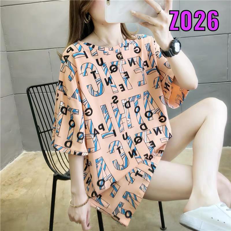 Oversize Tee Tshirt   Wanita Model Longgar Motif Tulisan Z026