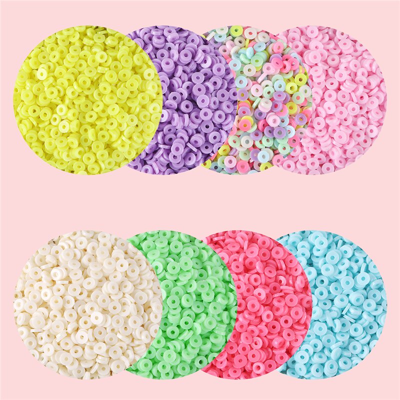 30g / Kantong 800pcs Manik-Manik Bulat Flat Polymer Resin Ukuran 6mm Untuk Membuat Perhiasan Handmade Diy