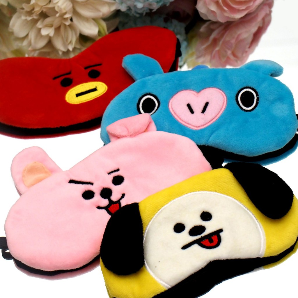 Penutup Mata Tidur BT21 BTS Bahan Bulu Halus Masker Mata Sleeping Eye Mask Eyemask Travel