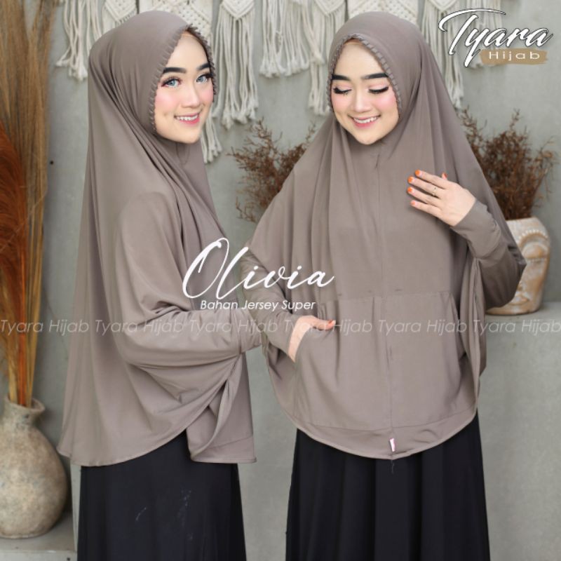 Olivia Bergo Tangan Original Tyara Hijab-Abu Tanah