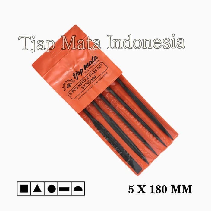 Kikir Besi Set 5 pcs Tjap Mata 5 x 180 MM Kikir Sumpit Set Cap Mata Kikir Jarum