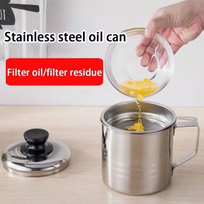 Oil Pot Saringan Stainless Minyak Goreng Sisa/ Saringan Minyak Stainless Steel 1.3L/ Saringan Minyak Jelantah