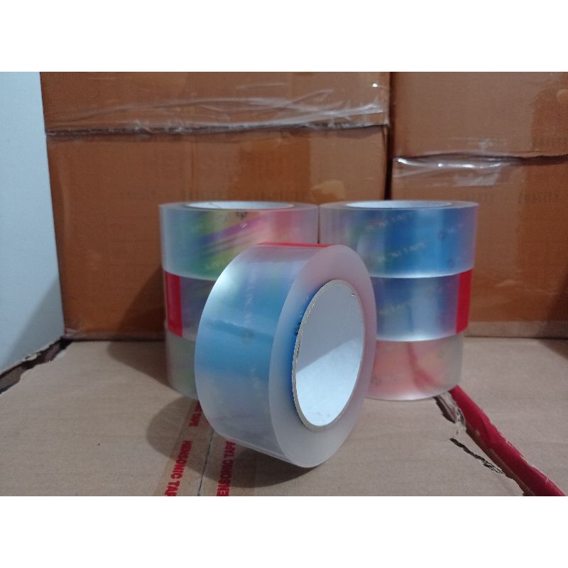 Lakban bening jumbo 200 yard hoki tape 45 mm x 200 yard full bagus