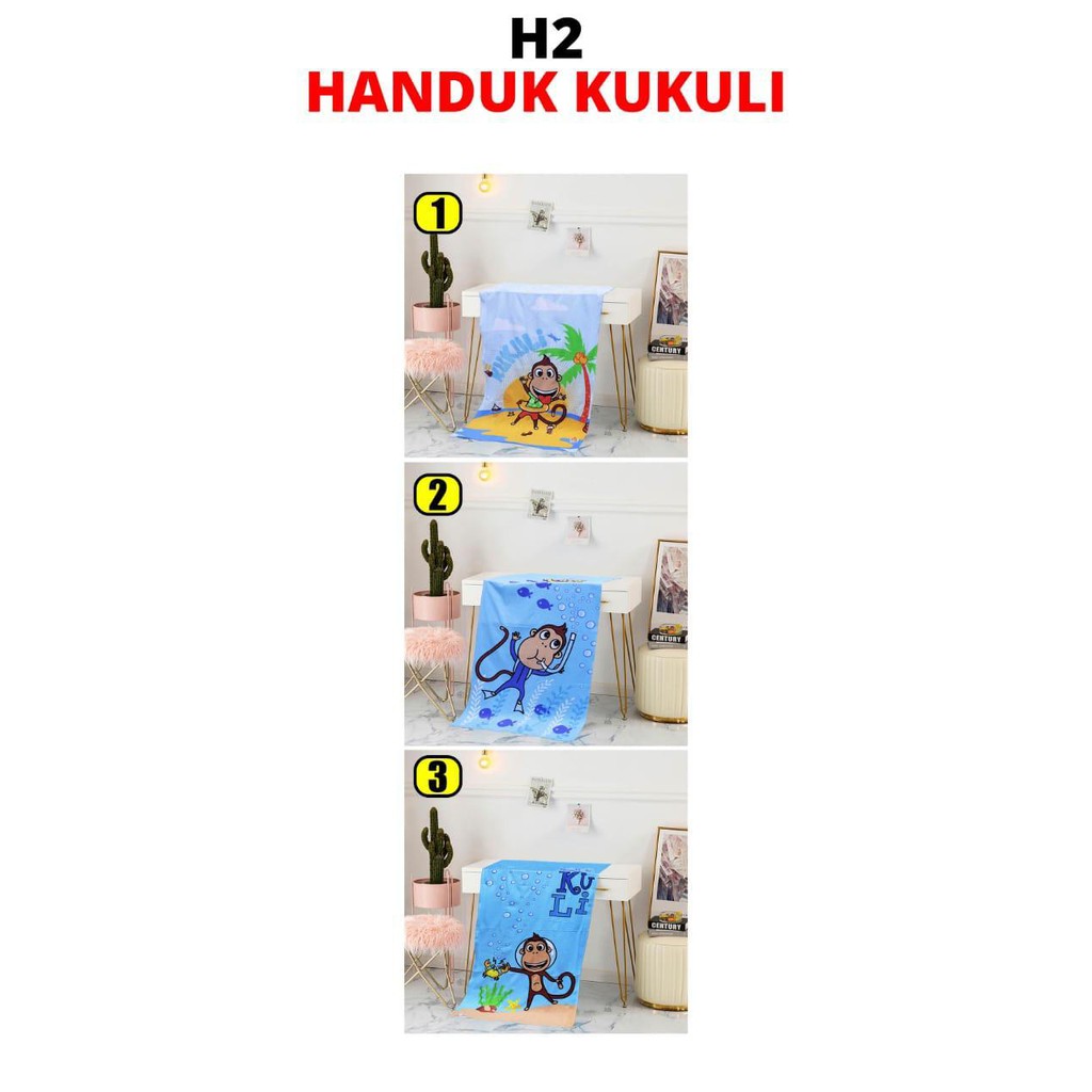 [BISA COD] Handuk microfiber Kukuli Motif Monyet gramasi 30x70 / Handuk Mandi Lembut