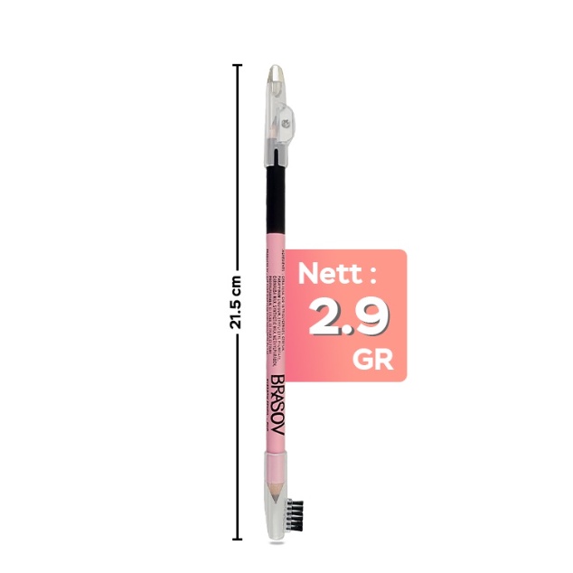 BRASOV Eyebrow Pensil Alis Duo 2.9 GR Dengan Sikat dan Peraut Eyebrow Pencil Black &amp; Brown