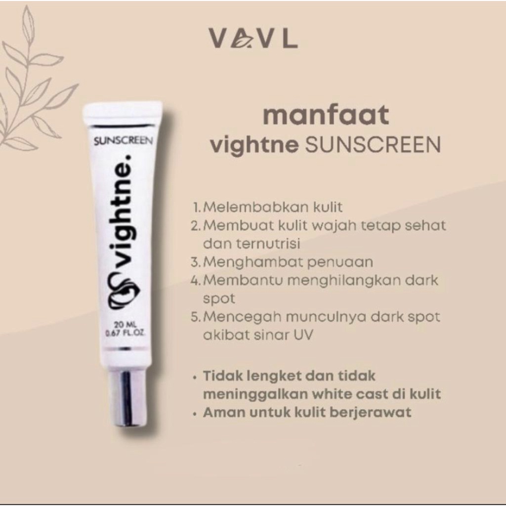 VAVL Beaute Sunscreen Vightne Glowing 20ml by vivalentine