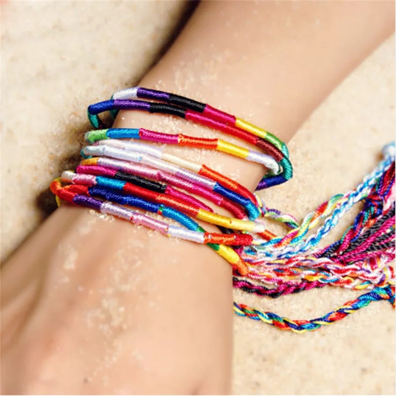 ARRA Gelang Tali Kepang Etnik Bracelet Women Ethnic Nepal n Brazil Multicolor Adjustable Cotton Rope
