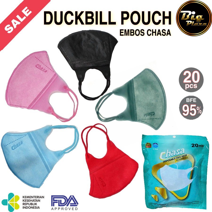 Chasa Duckbill SACHET Pouch isi 20pcs Masker 3ply Duckbill Dewasa Chasa - Big Plaza