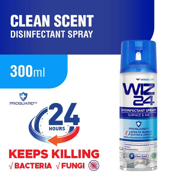 WIZ 24 Desinfektan Udara Ruangan AEROSOL 300 ml BESAR Air Disinfectant Spray Wings Saniter wiz24