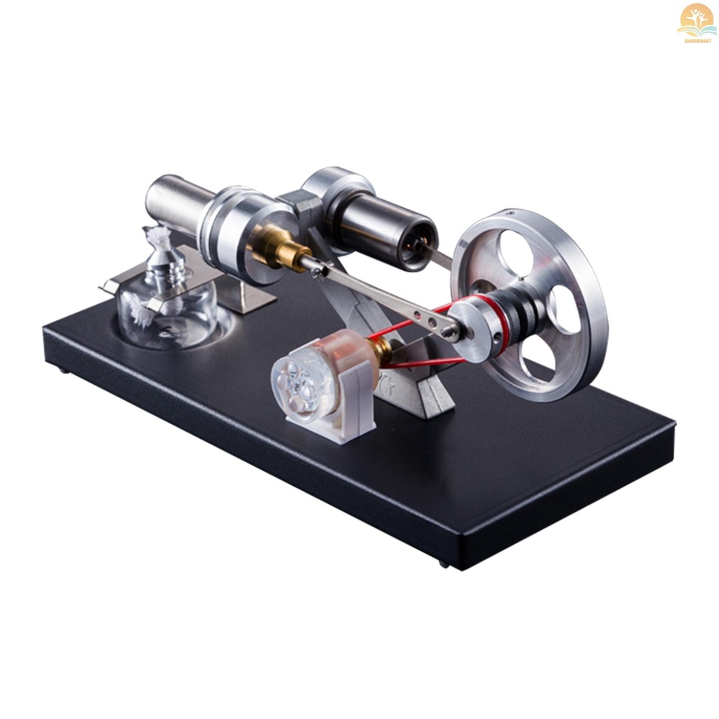 Hot Air Stirling Engine Motor Model DIY Kit with 4pcs Led Lights Electricity Generator Physics Educational Toy Teaching Aids for Teacher Student Adult