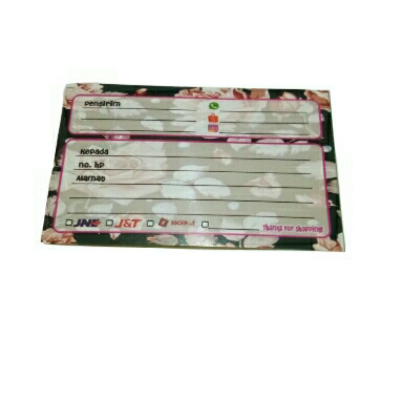 

stiker label pengiriman olshop motif black and pink