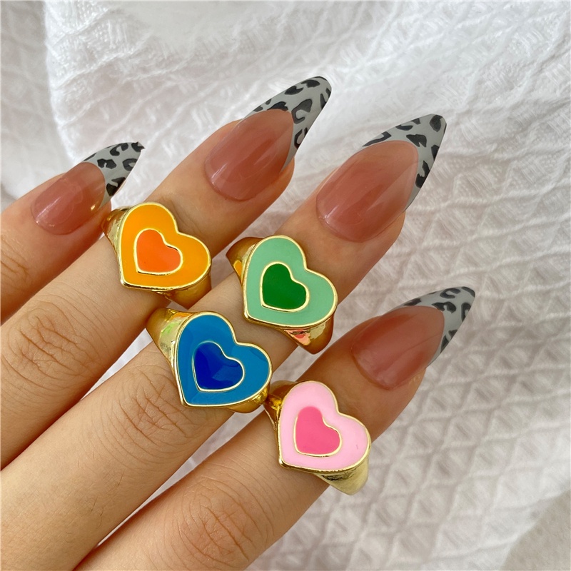 Fashion Metal Ring Set Colorful Flower Resin Butterfly Ring for Women Gift Love Heart Jewelry Accessories