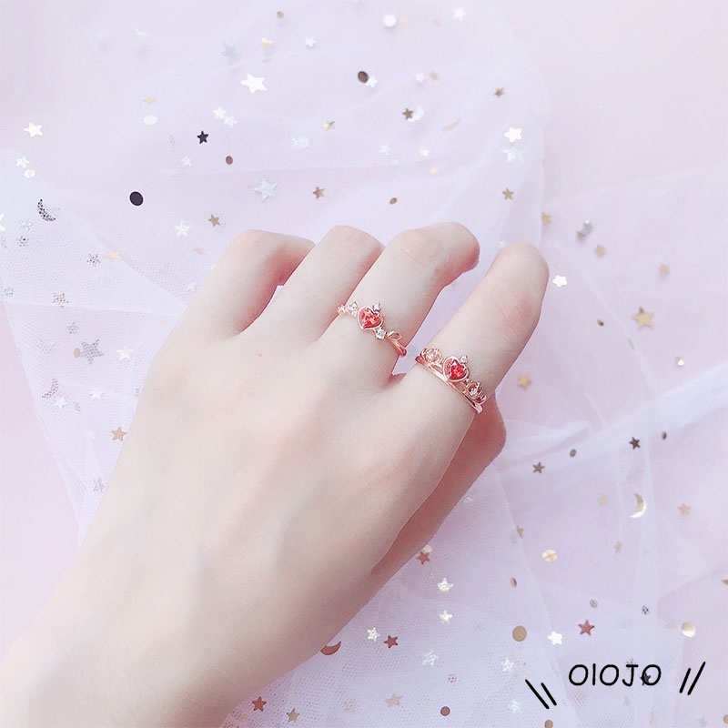 Cincin Fashion Korea Titanium Cincin Mahkota Pernikahan Emas Dan Perak Wanita - ol