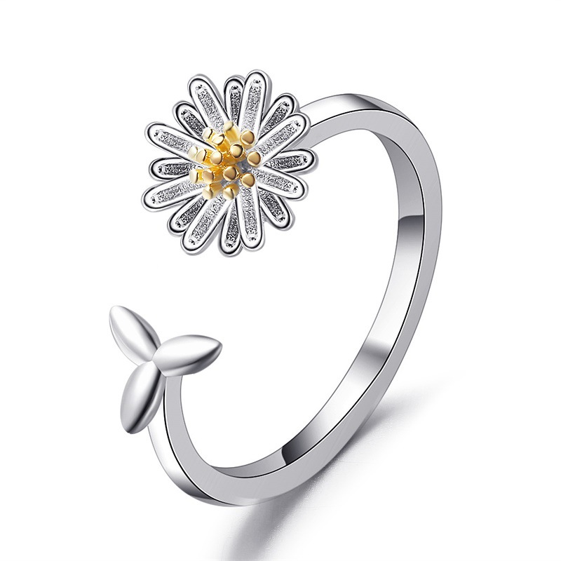 Korea Fashion Little Daisy Girl Ring Membuka Cincin Disesuaikan Sederhana Hadiah Ulang Tahun Untuk Pacar