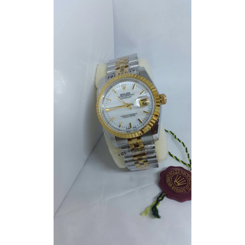 Rolex Datejust Chain Super Garansi 6 bulan Kombi Gold Putih Balok