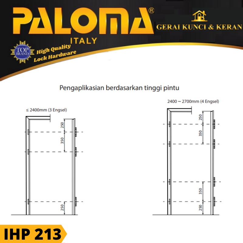 PALOMA IHP 213 INVISIBLE HINGE ENGSEL TANAM P65 STAINLESS STEEL