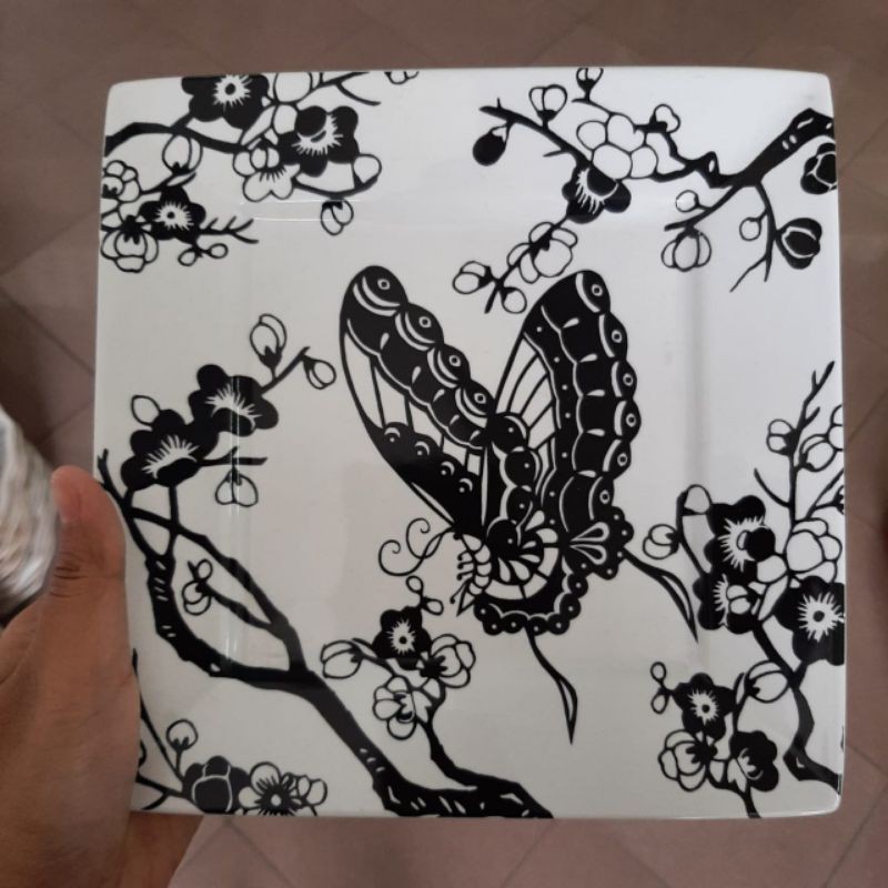 BUTTERFLY DINNER PLATE PIRING KERAMIK KOTAK SANGO MOTIF CANTIK JADUL HIASAN DINDING DEKOR KOLEKSI